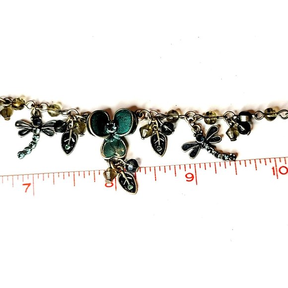 Pewter Tone Dragonfly Enamel Rhinestone Necklace Fashion Statement Jewelry CT217 - Picture 6 of 8